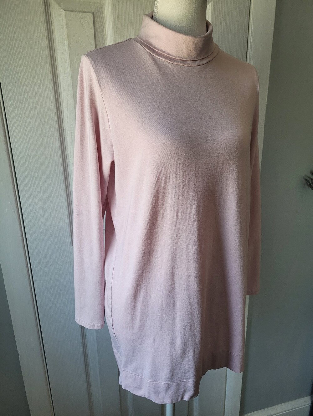 J.Jill Luxe Supima Turtleneck Tunic Blush Pink Long Sleeve Petite M